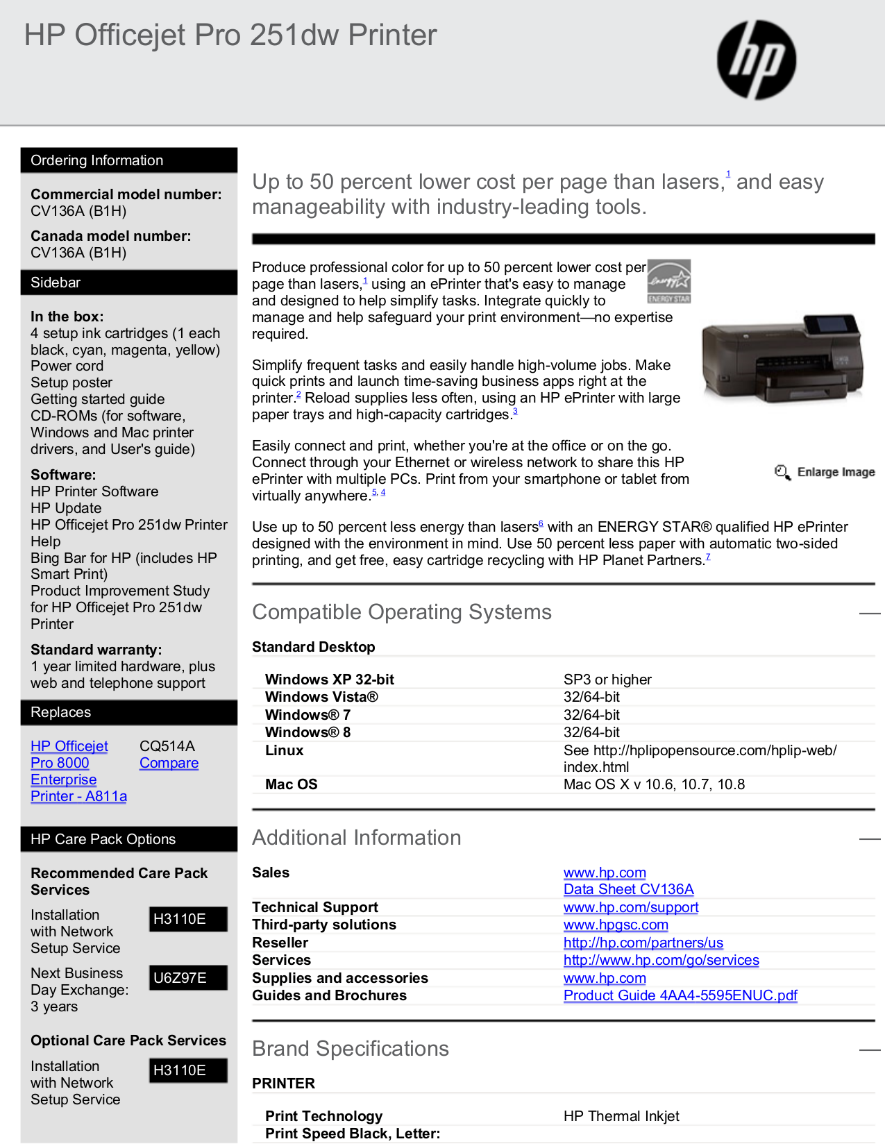Download free pdf for HP Officejet Pro 8100 Printer manual